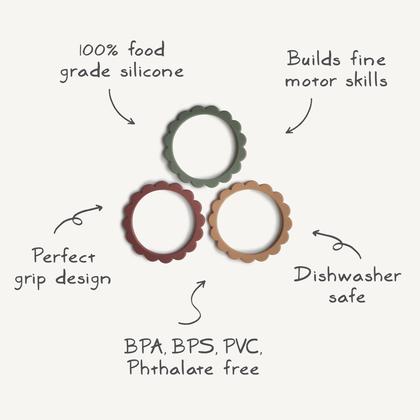 Imagem de Pulseira Teether Mushie Flower, pacote com 3 unidades, tomilho seco natural