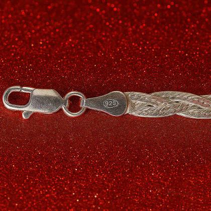 Imagem de Pulseira Trançada Italiana Feminina 3 Fios Em Prata 925