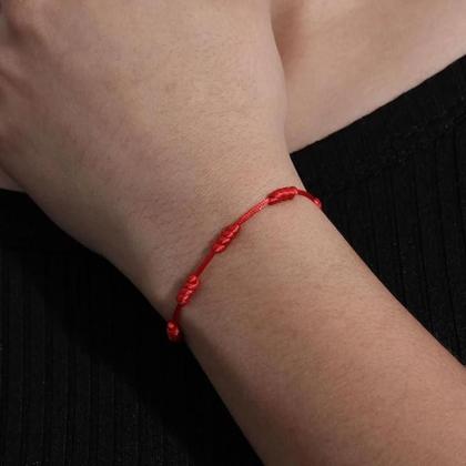 Imagem de Pulseira Vermelha De Sete 7 Nós Kabbalah Afastar O Mal