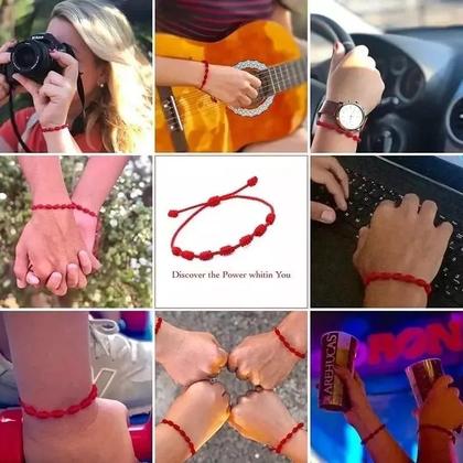 Imagem de Pulseira Vermelha Kabbalah 7 Nós  Proteção e Energia Positiva