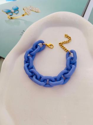 Imagem de Pulseiras coloridas tons pastéis candy color corrente de acrílico tendência Verão