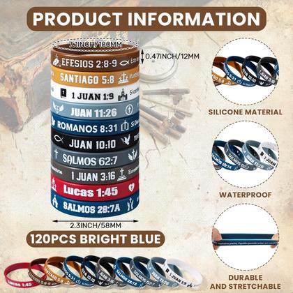 Imagem de Pulseiras de borracha Skylety Spanish Bible Verse Motivational