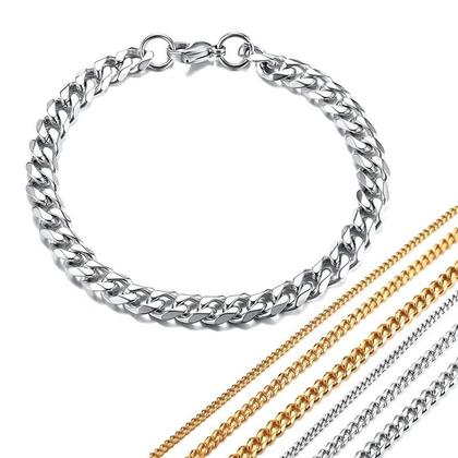 Imagem de Pulseiras De Corrente Cubana Em Aço Inoxidável Unissex 3-11mm Vnox Joias Para Pulso Masculinas E