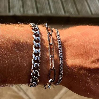 Imagem de Pulseiras De Corrente Cubana Em Aço Inoxidável Unissex 3-11mm Vnox Joias Para Pulso Masculinas E