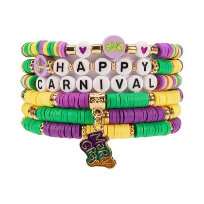 Imagem de Pulseiras De Glitter Para Mulheres Para O Carnaval, Charme De Flor De Lis Em Roxo E Verde, Pulseiras