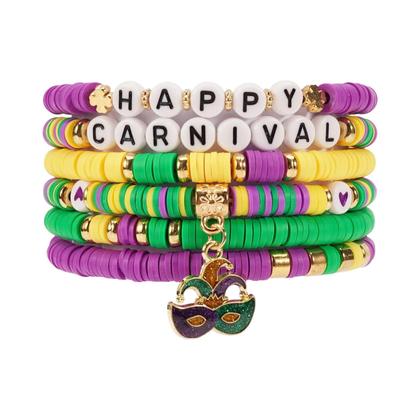 Imagem de Pulseiras De Glitter Para Mulheres Para O Carnaval, Charme De Flor De Lis Em Roxo E Verde, Pulseiras