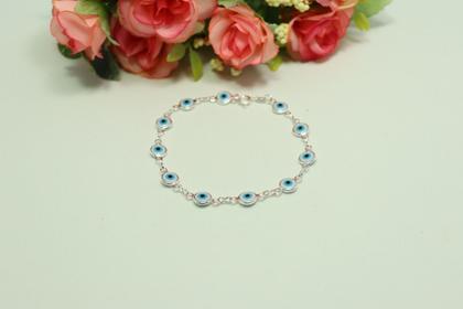 Imagem de Pulseiras Prata Legitima 925 Olho Grego Branco