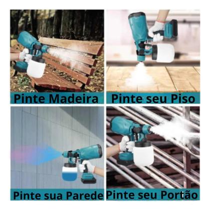 Imagem de Pulverizador de Tinta Elétrico Portátil com Mini Compressor 2 Baterias  Pintura Profissional com Alta Precisão e Autonomia