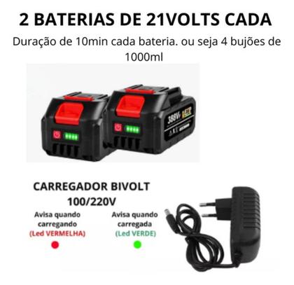 Imagem de Pulverizador de Tinta Elétrico Portátil com Mini Compressor 2 Baterias  Pintura Profissional com Alta Precisão e Autonomia