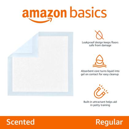 Imagem de Puppy Pads Amazon Basics, absorventes descartáveis, pacote com 50