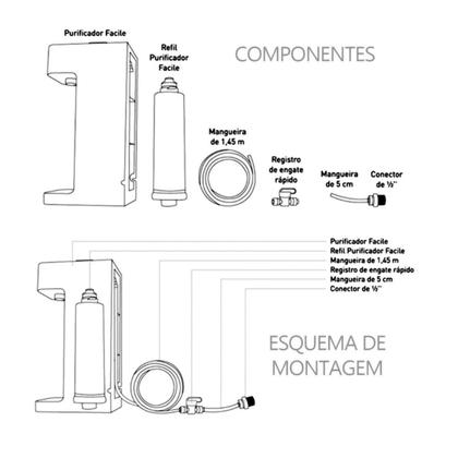 Imagem de Purificador de Água Bebedouro Natural Facile C7 Hidrofiltros Filtro Selo Inmetro Cor Preto 916-2514