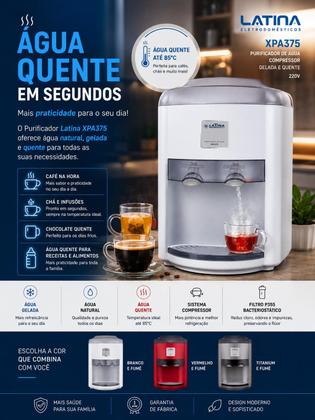 Imagem de Purificador De Água Compressor Latina Xpa375 Branco Água Quente Natural e Gelada 127V