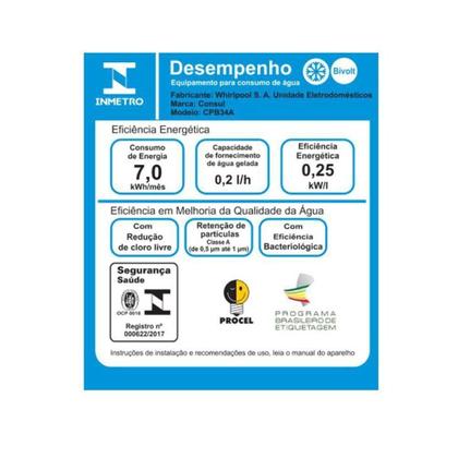 Imagem de Purificador De Água Consul CPB34AF Compacto Refrigerado Com Filtragem Classe A Cinza Bivolt