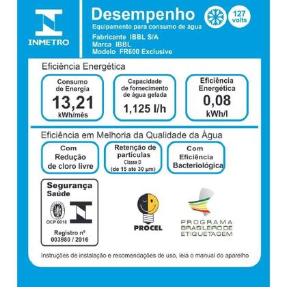 Imagem de Purificador de Água IBBL Exclusive FR600 Prata 127V Refrigerado 53071001