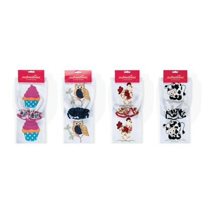 Imagem de Puxa Saco Dispenser Tecido 100% Algodão Bordado Patchwork Sortidos Organizador de Sacola Plástica