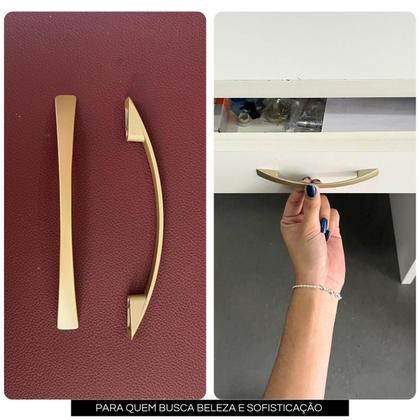Imagem de Puxador Alça Dourado Fosco p/ Móveis Gavetas Portas Armário