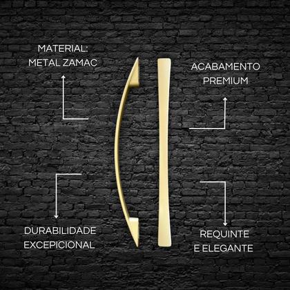 Imagem de Puxador Alça Dourado Fosco p/ Móveis Gavetas Portas Armário