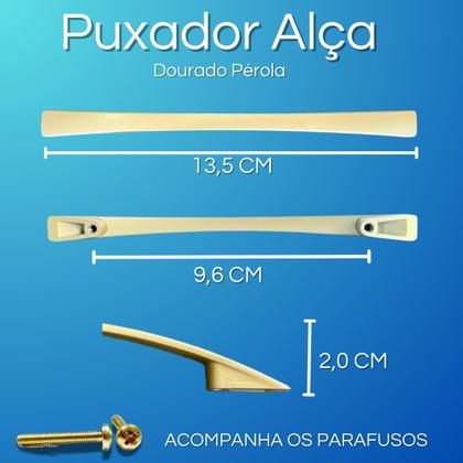 Imagem de Puxador Alça Dourado Fosco p/ Móveis Gavetas Portas Armário