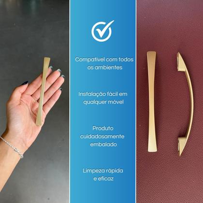 Imagem de Puxador Alça Dourado Fosco p/ Móveis Gavetas Portas Armário