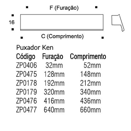 Imagem de Puxador Alça Ken Liso 192mm Fosco Zen Design