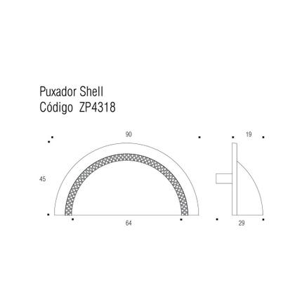 Imagem de Puxador Concha Shell 64mm Ônix Escovado Zen Design