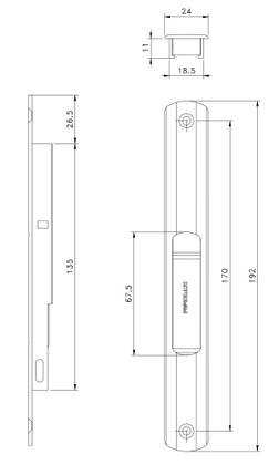 Imagem de Puxador De Embutir Fecho Concha Cega 192mm Para Porta e Janela Alumínio - Con06