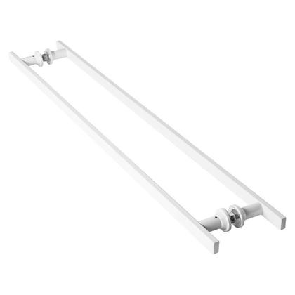 Imagem de Puxador De Porta Branco Vidro Pivotante Madeira 90cm M.S