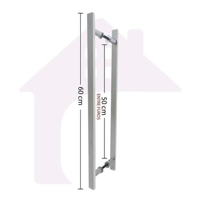 Imagem de Puxador Duplo Barra Chata 60 Cm Pivotante Madeira/Vidro