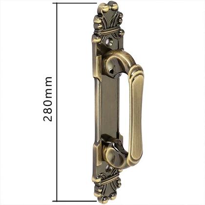 Imagem de Puxador Duplo Mozart 280mm Bronze Antigo Porta Pivotante Correr Passagem Madeira Vidro Colonial Clássico Rústico  Máxima Metais