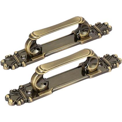 Imagem de Puxador Duplo Mozart 280mm Bronze Antigo Porta Pivotante Correr Passagem Madeira Vidro Colonial Clássico Rústico  Máxima Metais
