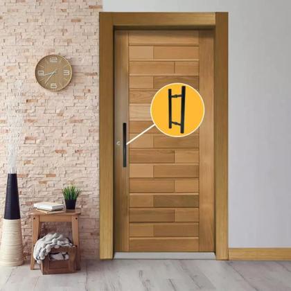 Imagem de Puxador H Tubular Duplo Porta Madeira Vidro 40Cm Preto