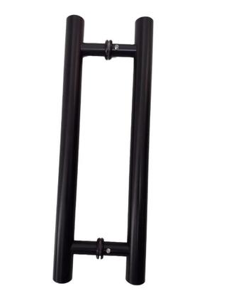 Imagem de Puxador H Tubular Duplo Porta Madeira Vidro 40Cm Preto