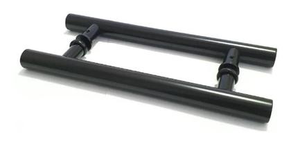 Imagem de Puxador H Tubular Duplo Porta Madeira Vidro 40Cm Preto