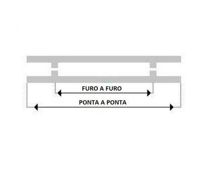 Imagem de Puxador H Tubular Duplo Porta Madeira Vidro 40Cm Preto