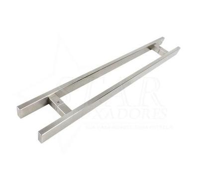 Imagem de Puxador Inox Duplo Para Porta Barra Chata Escovado 60 Cm