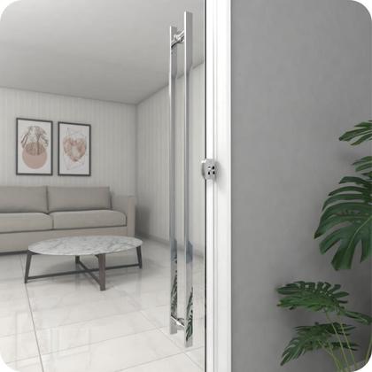 Imagem de Puxador Inox Para Porta De Correr Vidro Madeira 60cm M.S