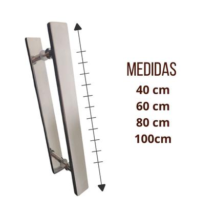 Imagem de Puxador Inox Para Porta Pivotante Madeira Vidro 80 Cm Cor Polido Alto Brilho