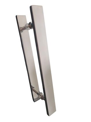 Imagem de Puxador Inox Para Porta Pivotante Madeira Vidro 80 Cm Polido