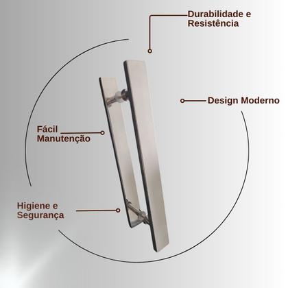 Imagem de Puxador Inox Para Porta Pivotante Madeira Vidro 80 Cm Polido