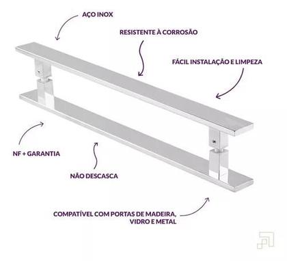 Imagem de Puxador Inox Porta Pivotante Madeira Vidro 80cm