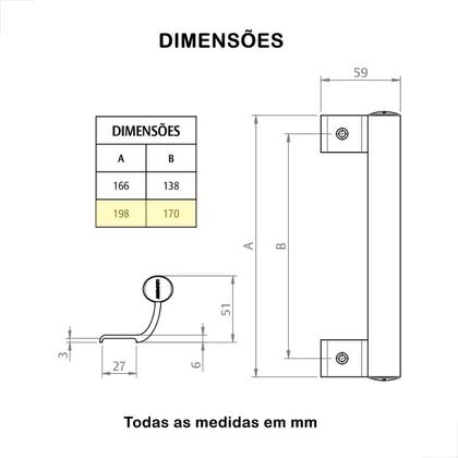 Imagem de Puxador Linea Alumínio Para Portas Udinese 166M C/2 Preto