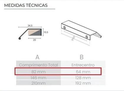 Imagem de Puxador Moveis Aluminio 7015 Firenze 45º Curvo 64Mm Preto