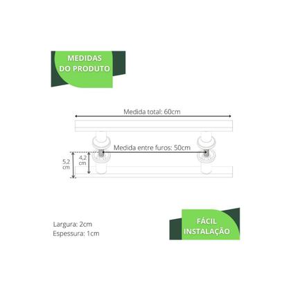 Imagem de Puxador Para Porta De Correr Vidro Madeira Inox 60cm M.S