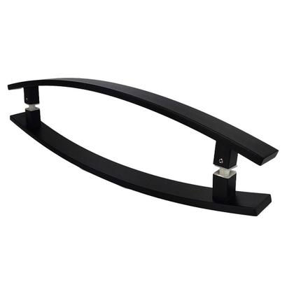 Imagem de Puxador Para Porta Duplo Em Aço Inox Curvo 50cm Preto