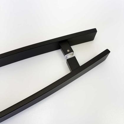 Imagem de Puxador Para Porta Duplo Em Aço Inox Curvo 75cm Preto