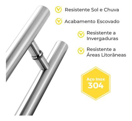 Imagem de Puxador Para Porta Inox 304 Prata Pivotante 60cm Redondo