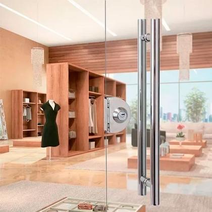 Imagem de Puxador Para Porta Inox 304 Prata Pivotante 60cm Redondo