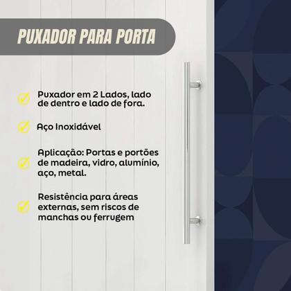 Imagem de Puxador Para Porta Inox 304 Prata Pivotante 60cm Redondo