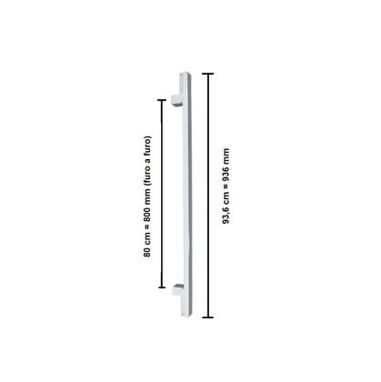 Imagem de Puxador para porta living cromado inox polido zen duplo 800mm (80 cm) zp1133.10.