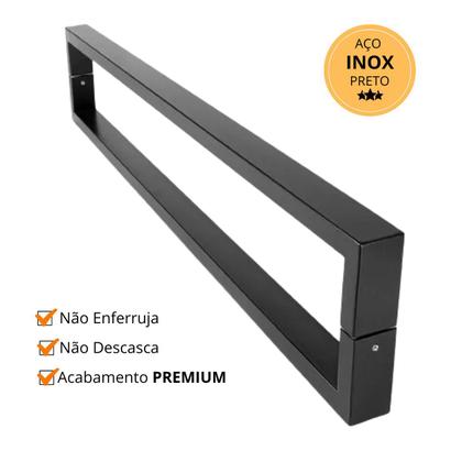Imagem de Puxador porta duplo alça 600 mm (60 cm) inox preto fosco 40x20 mm madeira vidro e aluminio